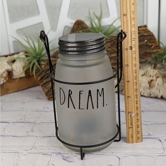 Rae Dunn DREAM Glassware Mason Jar Lantern Hanging Firefly Light - RARE - Picture 8 of 9